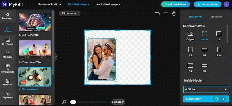 MyEdit - Der beste Online-Editor mit KI-Image-Expander